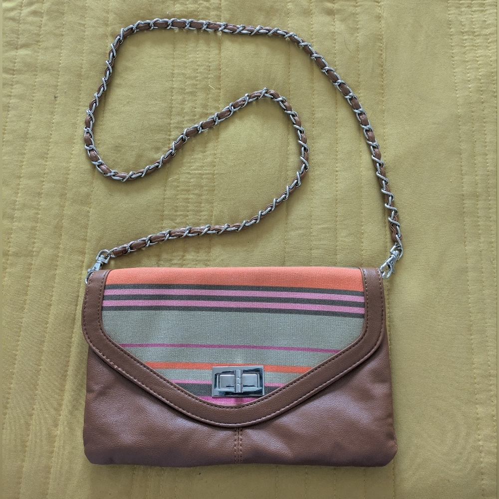 Apt. 9 Brown and Orange Striped Crossbody Bag